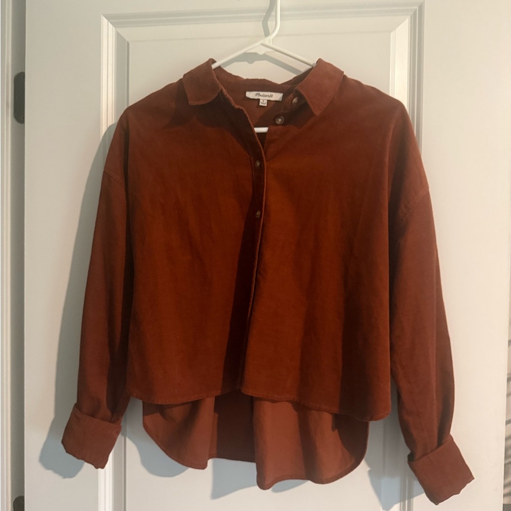 Madewell Burnt Orange Corduroy Button Shirt Jacket (Small) - Picture 2 of 3